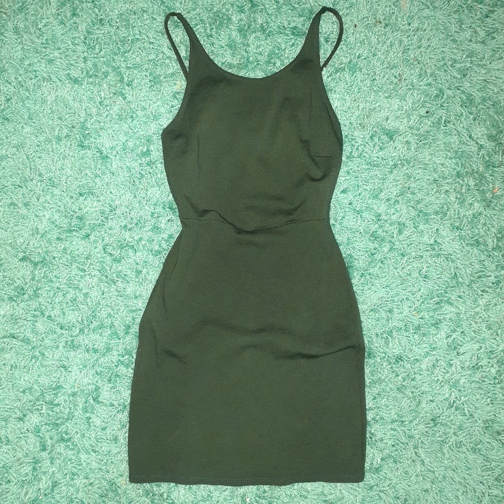 Strap mini dress dark pine green